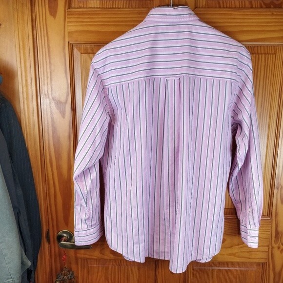 Chaps Pink Stripe Long Sleeve One Pocket Mens Button Front Shirt LG - Picture 5 of 6